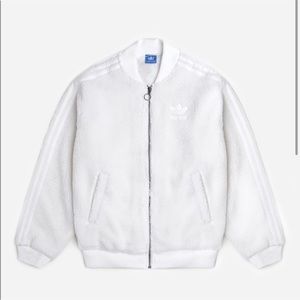 Adidas white Sherpa jacket